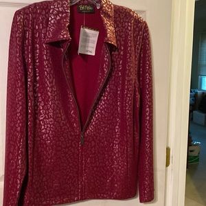 Bob Mackie zippered jacket . Red size Large.